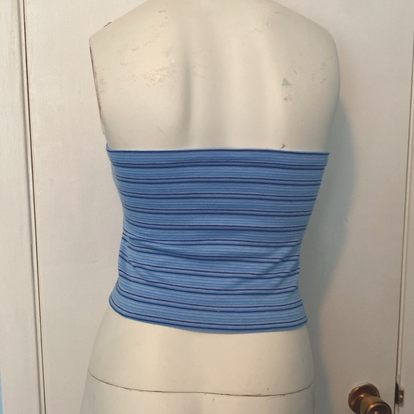 Blue Stretchy Nautical Striped Tube Top - Picture 2 of 2